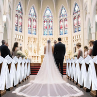 Nœud de Chaise ou de Banc de Mariage Blanc en Satin, 30 × 60 cm