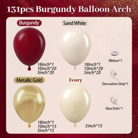 Kit Arche de Ballons Bordeaux, Blanc Sable et Or, 131 Pièces, vue complémentaire 6