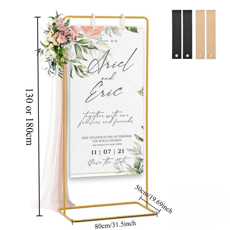 Chevalet Plan de Table Mariage Doré à Sangles, Hauteur 130 ou 180 cm