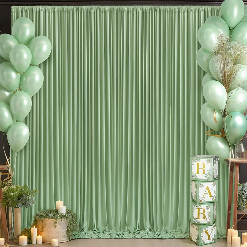 Toile de Fond Mariage Épaisse, Rideau Poche à Tringle, coloris vert clair
