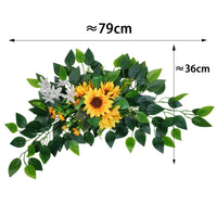 Arc Fleuri pour Arche de Mariage, Roses et Eucalyptus, jaune et tournesols, 79 cm