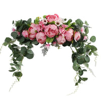 Fleurs pour Arche de Mariage, Pivoines et Eucalyptus de 75 cm, coloris rose vif