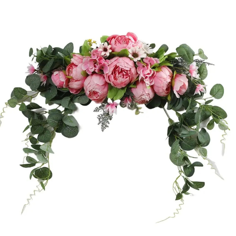 Fleurs pour Arche de Mariage, Pivoines et Eucalyptus de 75 cm, coloris rose vif