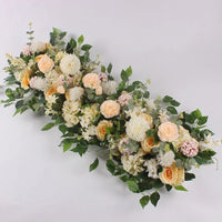 Rangée de Fleurs pour Arche de Mariage, coloris pêche, crème et orange