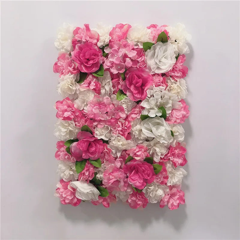 Mur de Fleurs Artificielles, Panneau de Roses Fuchsia 40 × 60 cm, 3 Coloris