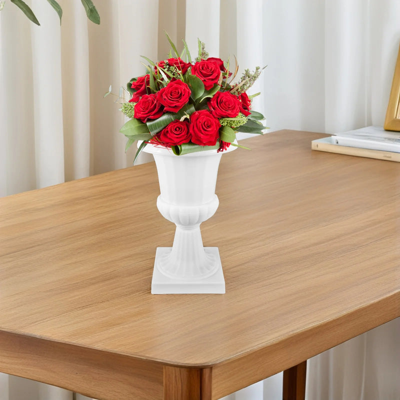 Vase Médicis Blanc sur Piédestal Démontable, 25,5 cm, pour Fleurs de Mariage