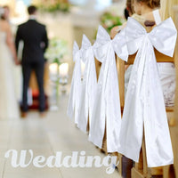 Nœud de Chaise ou de Banc de Mariage Blanc en Satin, 30 × 60 cm