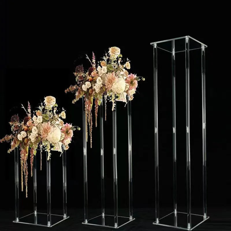 Colonne Acrylique Transparente pour Fleurs de Mariage, 3 Hauteurs de 40 à 80 cm