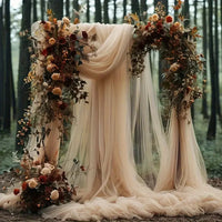 Voilage Tulle pour Arche de Mariage, Panneau de 75 × 600 cm, coloris champagne