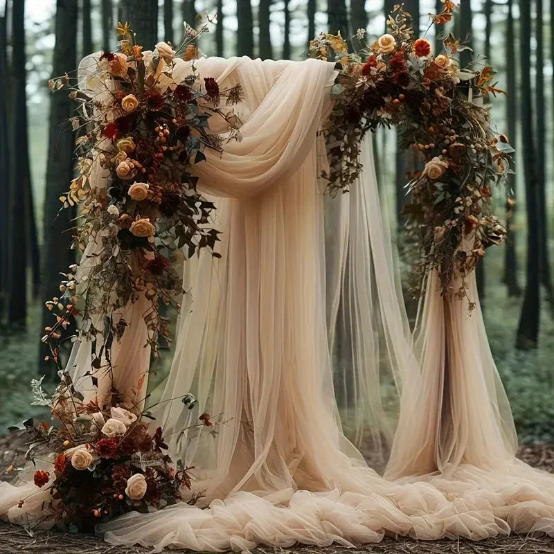 Voilage Tulle pour Arche de Mariage, Panneau de 75 × 600 cm, coloris champagne