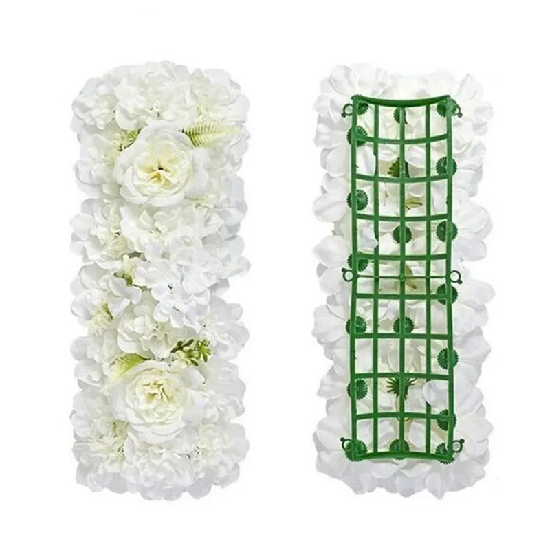 Panneau de Fleurs Artificielles 50 × 22 cm pour Arche, coloris blanc et ivoire