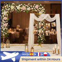 Arche de Mariage Dorée Démontable, Cadre Rectangulaire de 150 ou 200 × 200 cm