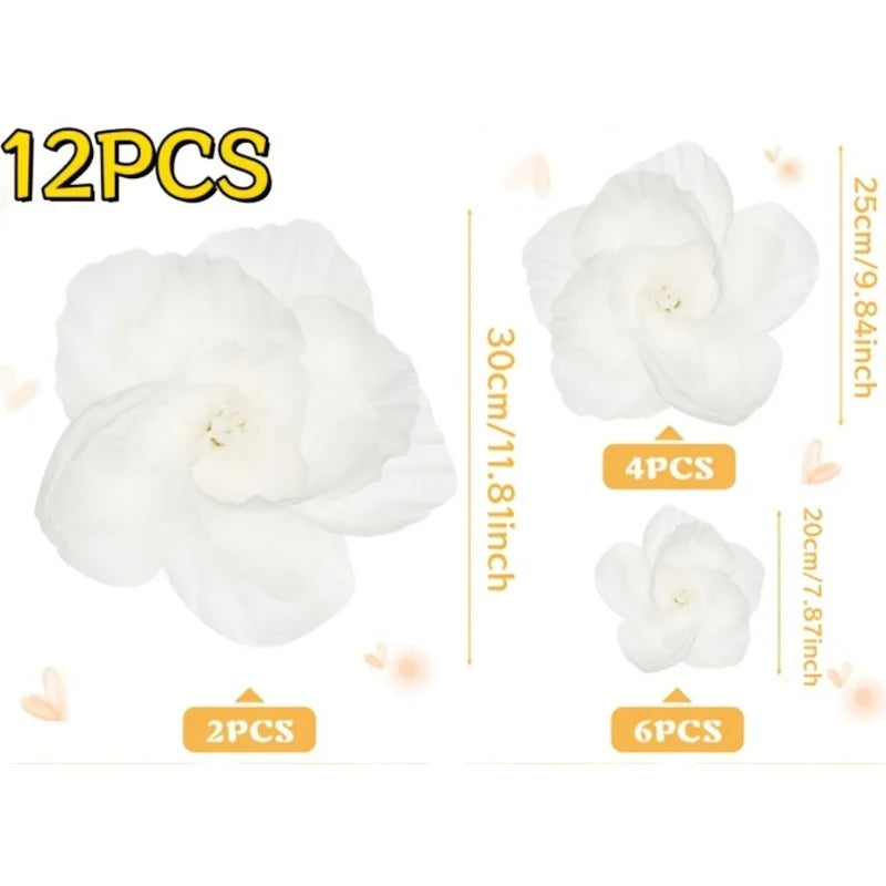 Mur de Fleurs en Papier Blanc, Fleurs 3D de 20 à 30 cm, vue complémentaire 6