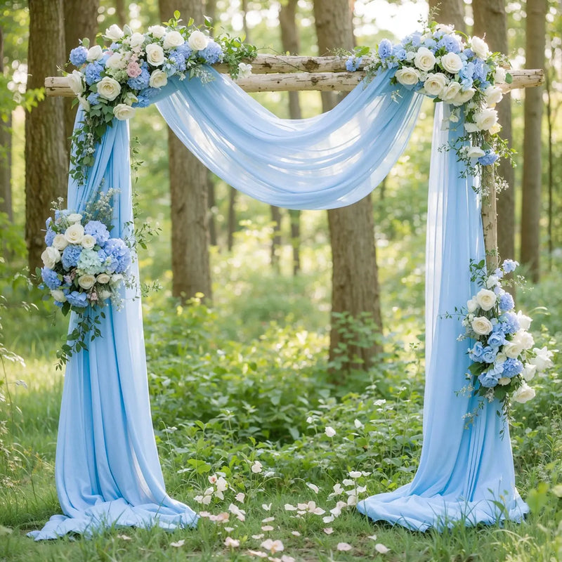 Voilage Chiffon pour Arche de Mariage, 70 cm × 3 à 10 m, coloris bleu ciel