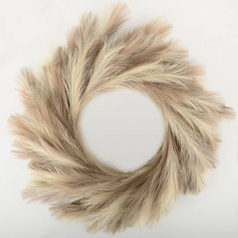 Couronne de Pampa Artificielle Murale Beige et Café, vue complémentaire 2