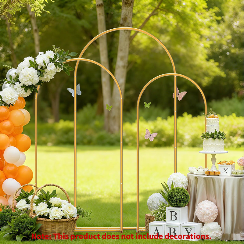 Arche de Mariage Dorée en Métal, Lot de 3 Arches Cintrées