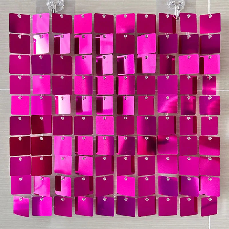 Toile de Fond Mariage à Panneaux Sequins Brillants, coloris fuchsia