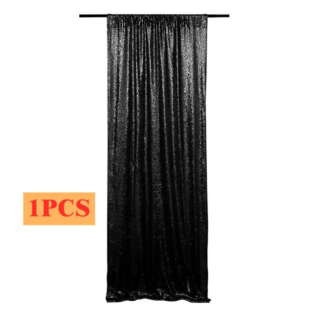 Toile de Fond Mariage à Sequins, Rideau 60 × 240 cm, noir, 1 panneau