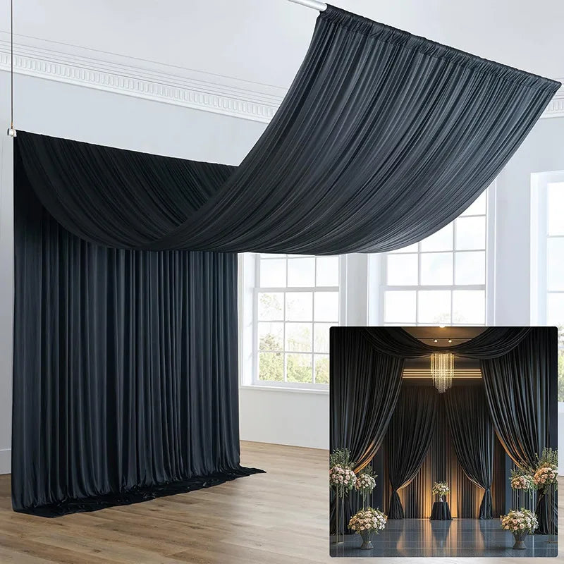 Toile de Fond Mariage Opaque en Polyester 180 g, coloris noir