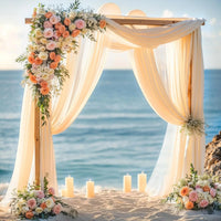 Voilage Drapé pour Arche de Mariage et Plafond, coloris champagne