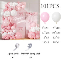 Kit Arche de Ballons Rose Pastel et Blanc, rose pastel et blanc, 101 pièces