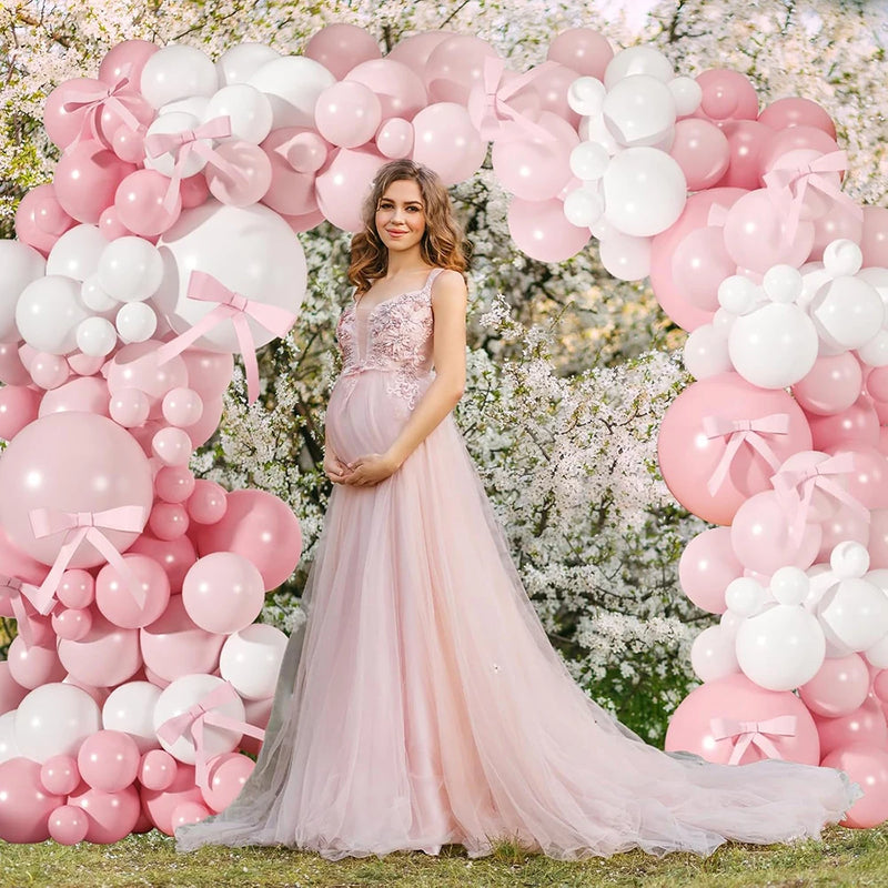 Kit Arche de Ballons Rose Pastel et Blanc, vue d'ensemble
