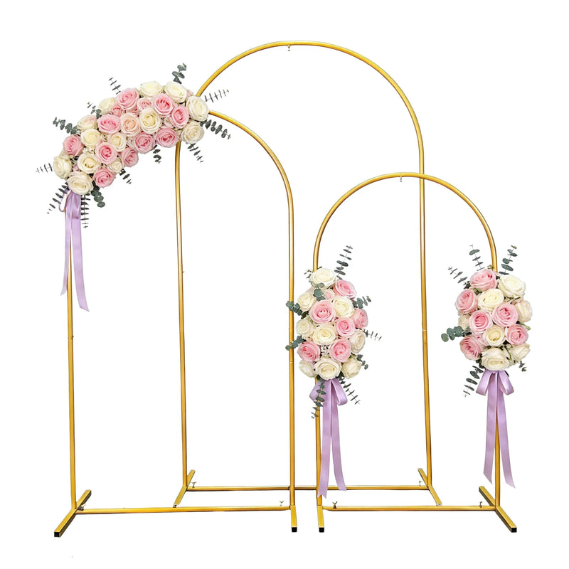 Arche de Mariage Arrondie en Métal Doré, 120 à 220 cm, vue d'ensemble