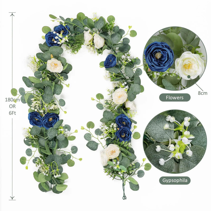 Fleurs pour Arche de Mariage, coloris bleu marine et crème