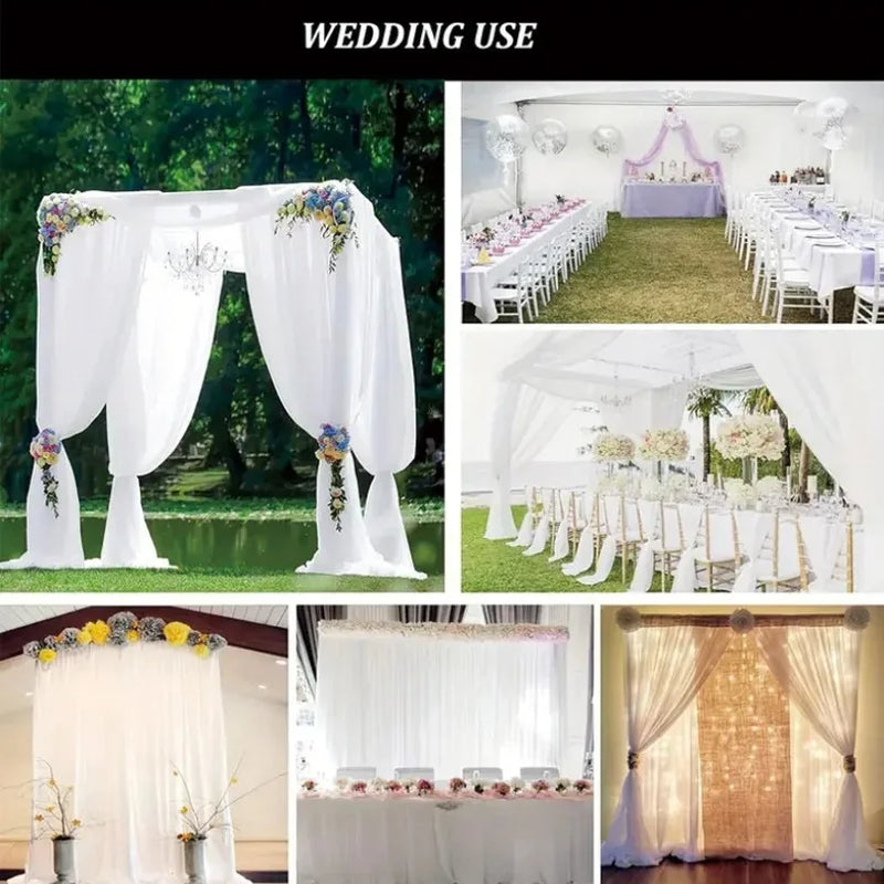 Voilage Mariage en Chiffon Blanc, 160 x 300 cm, vue complémentaire 5