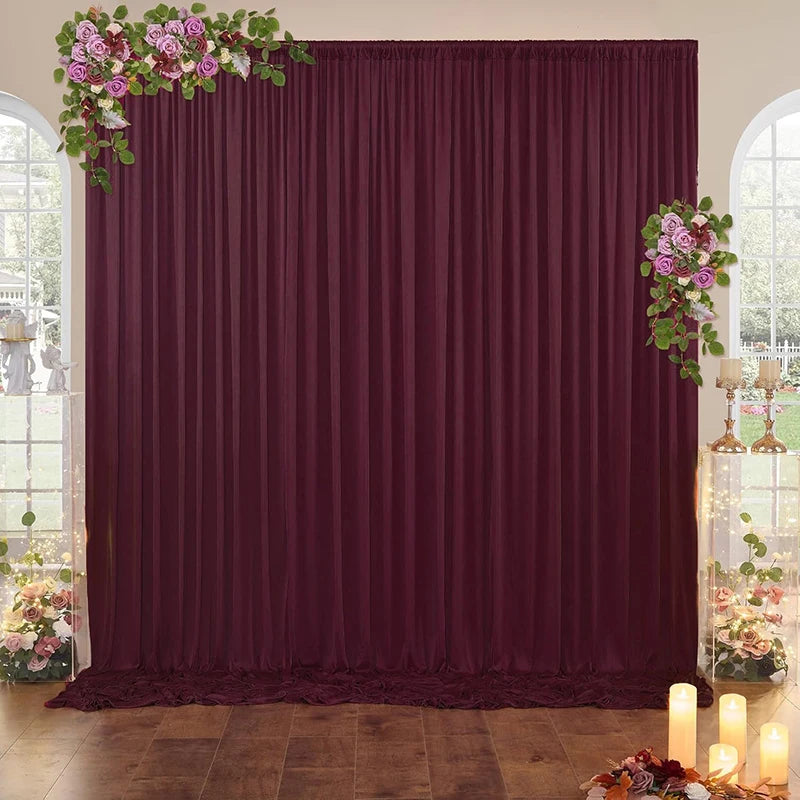 Toile de Fond Mariage Épaisse, Rideau Poche à Tringle, coloris bordeaux