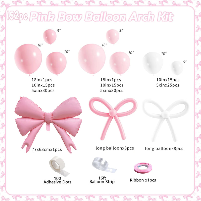 Kit Arche de Ballons Rose et Blanc avec Nœuds, 152 Pièces, vue complémentaire 6