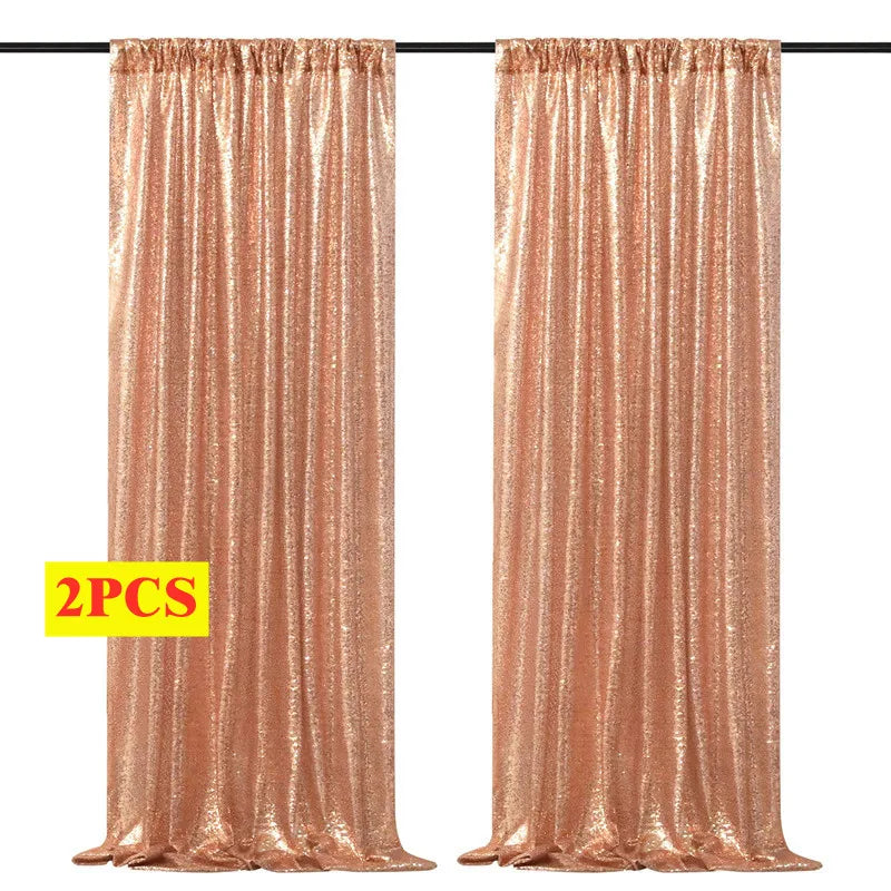 Toile de Fond Mariage à Sequins, Rideau 60 × 240 cm, or rose, lot de 2 panneaux