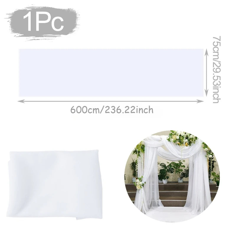 Voilage Arche de Mariage Transparent, 75 cm × 6 m, coloris blanc
