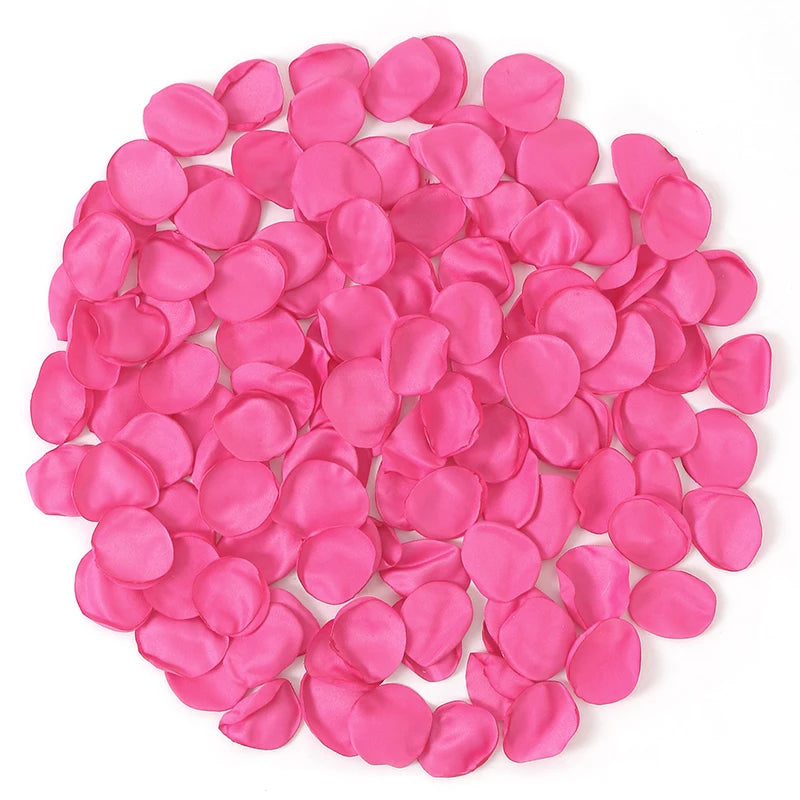 Pétales de Rose Satinés Artificiels, coloris rose fuchsia
