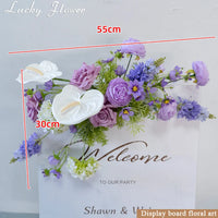 Compositions Florales Violettes pour Arche de Mariage, décor floral pour panneau, 55 × 30 cm