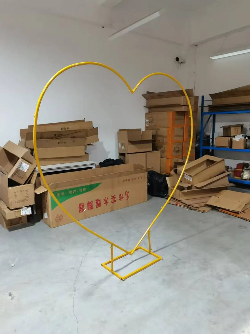 Arche de Mariage en Forme de Cœur Dorée en Métal, 200 cm de Large et de Haut