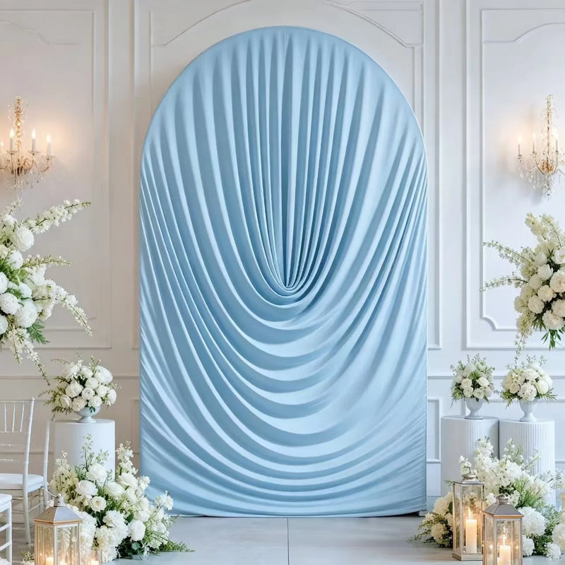 Housse d'Arche de Mariage Drapée en Spandex, coloris bleu ciel