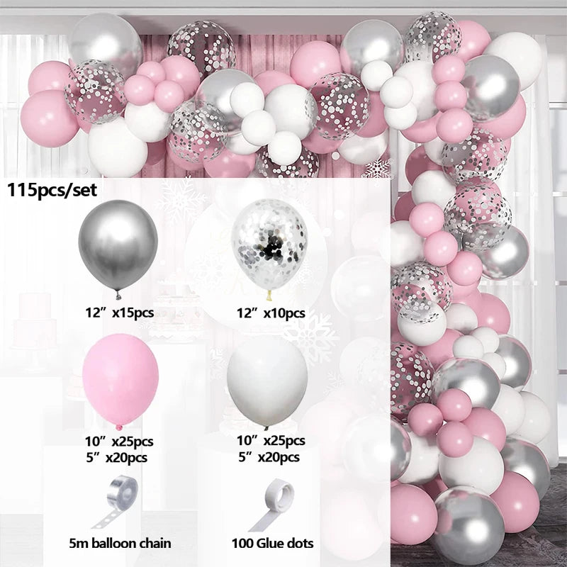 Kit Arche de Ballons Rose, Blanc et Argent, 115 Pièces, vue complémentaire 7
